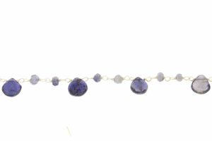 INCATENATO ARGENTO CON GOCCIA E RONDELLA SFACCETTATA IN IOLITE. COD. GOCIOLITE