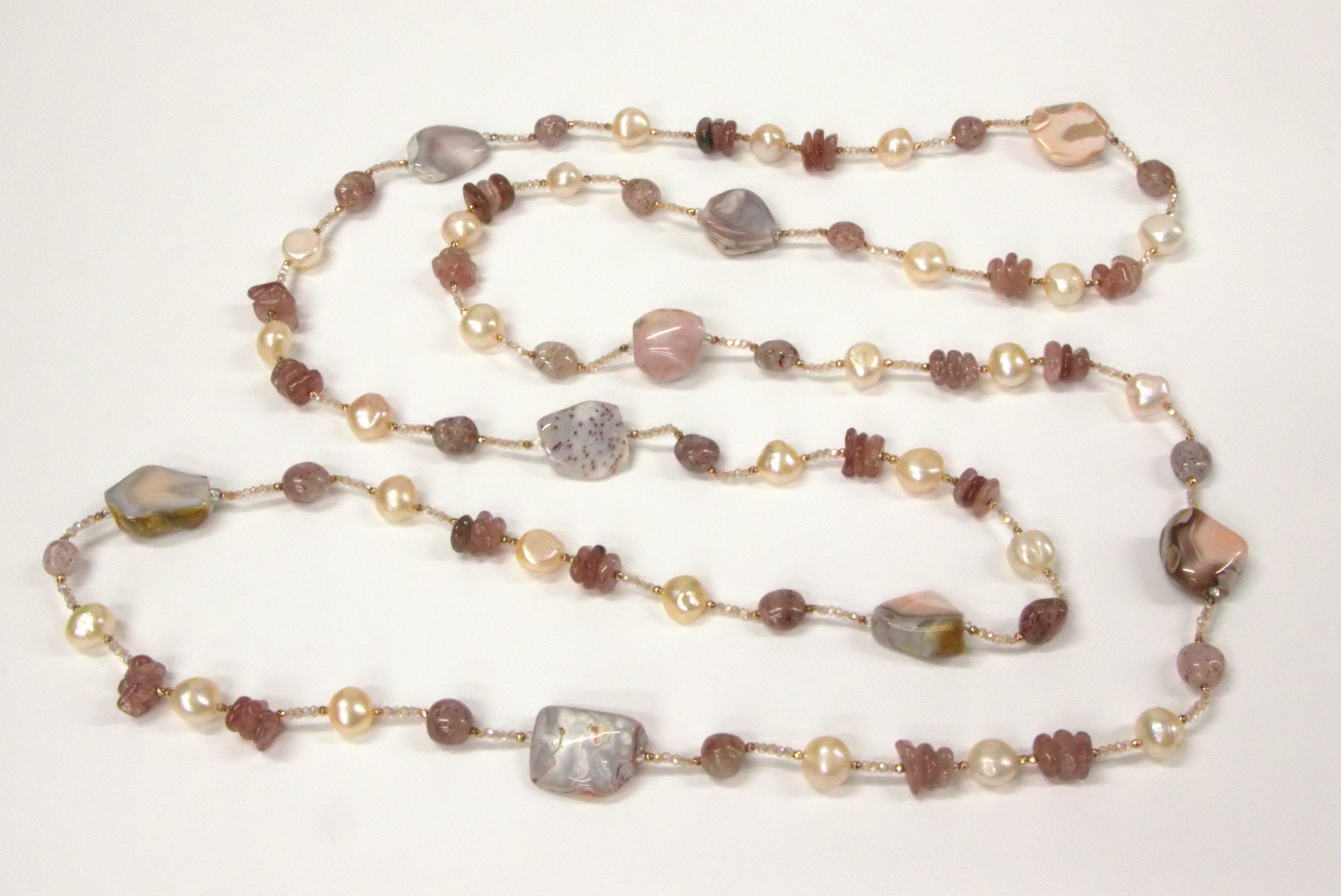COLLANA QUARZO CHERRY E AGATA BOTZWANA ROSA COD. 3343