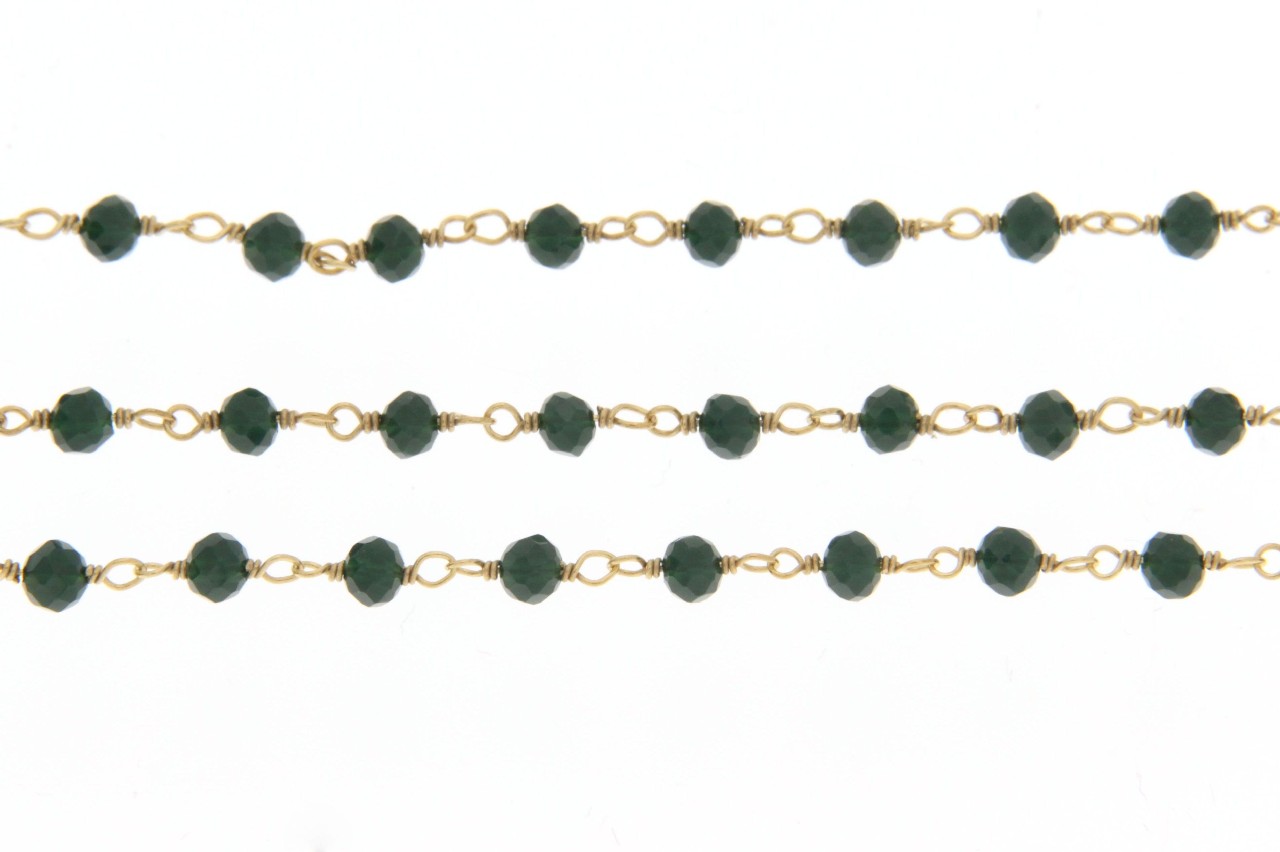 INCATENATO ARGENTO E VETRO 3MM COLORE VERDE SCURO COD.60 - immagine 2