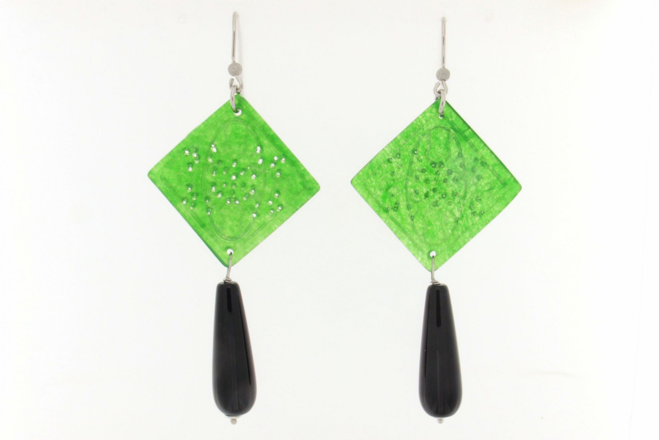 ORECCHINO ARGENTO CON GIADA INCISA MOD.VER01