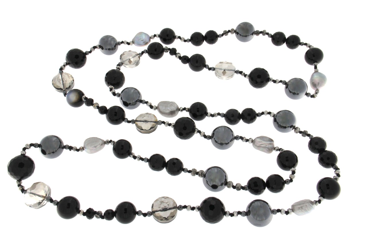 COLLANA IN AGATA NERA E EMATITE COD. 2768