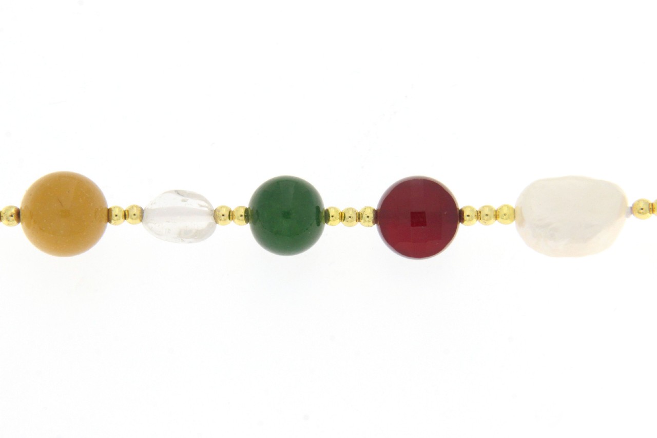 COLLANA CON AGATA RUBINO,MOCAITE GIALLA E CANDY JADE VERDE COD. 3623-80CM - immagine 2