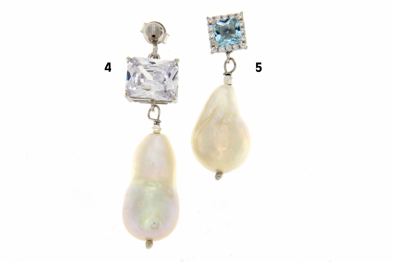 ORECCHINI IN ARGENTO CON PERLE DI FIUME COD. ZIR ROM/ELEM RET/ZIR QUA - immagine 3