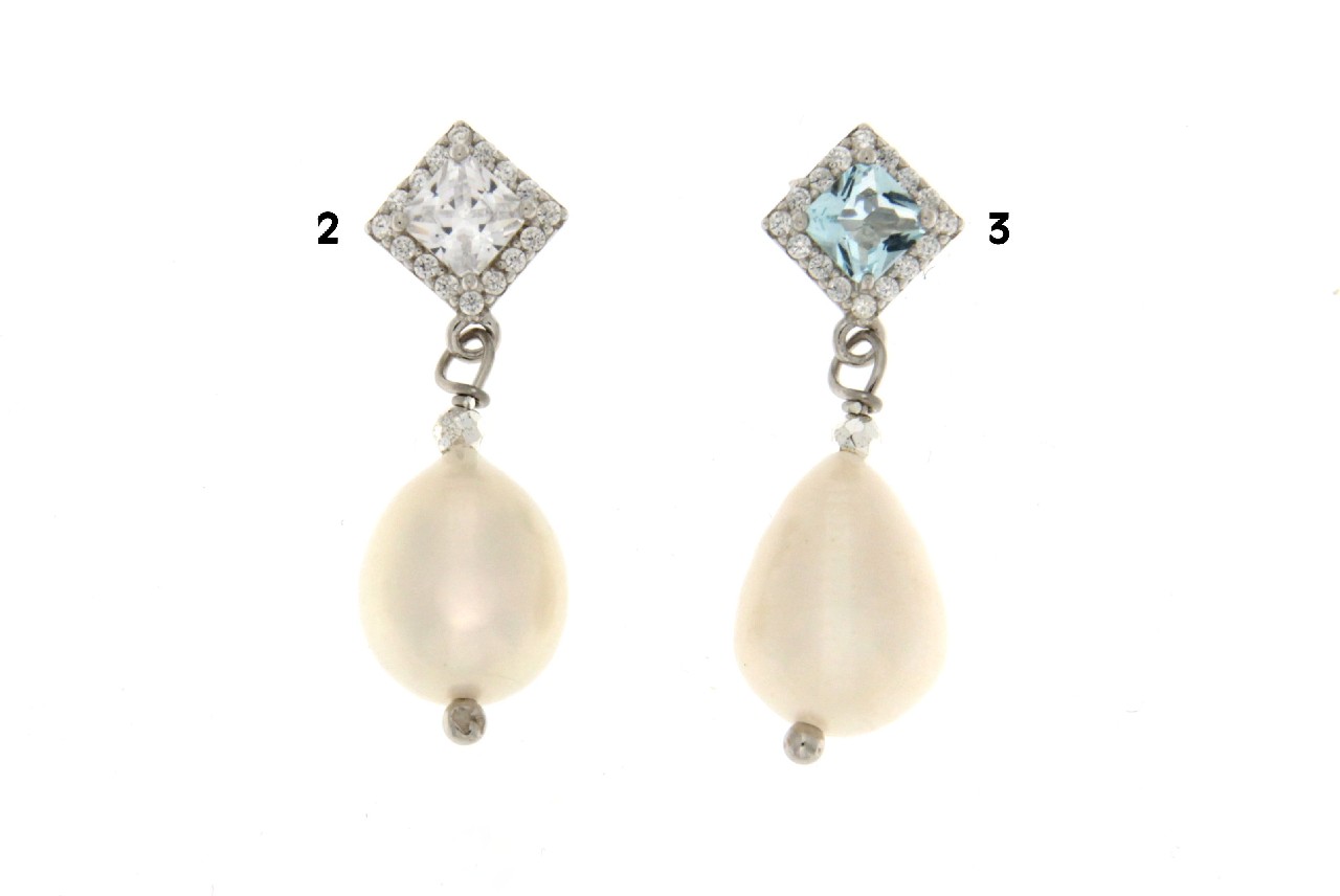 ORECCHINI IN ARGENTO CON PERLE DI FIUME COD. ZIR ROM/ELEM RET/ZIR QUA - immagine 2