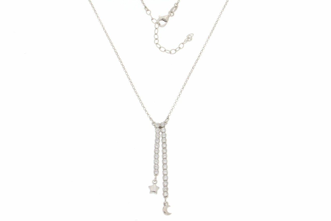 COLLANA CON STELLA,LUNA E ZIRCONI COD. ARG.782