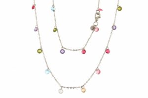 GIROCOLLO IN ARGENTO RODIATO E CHARMS ROUND MULTICOLOR COD. COLLCHARMSTONMIX01