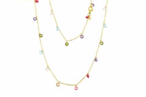 GIROCOLLO IN ARGENTO DORATO E CHARMS ROUND MULTICOLOR COD. COLLCHARMSTONMIX