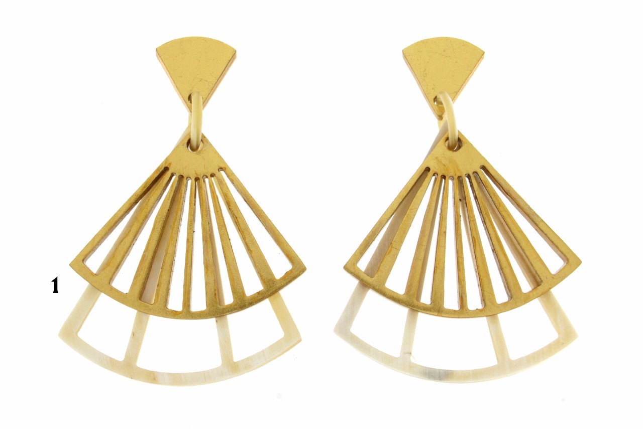 ORECCHINO DOPPIO VENTAGLIO IN CORNO COD. 3753 CLIPS