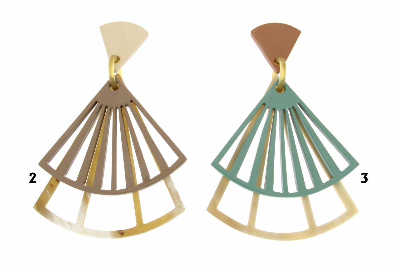 ORECCHINO DOPPIO VENTAGLIO IN CORNO COD. 3753 CLIPS - immagine 2