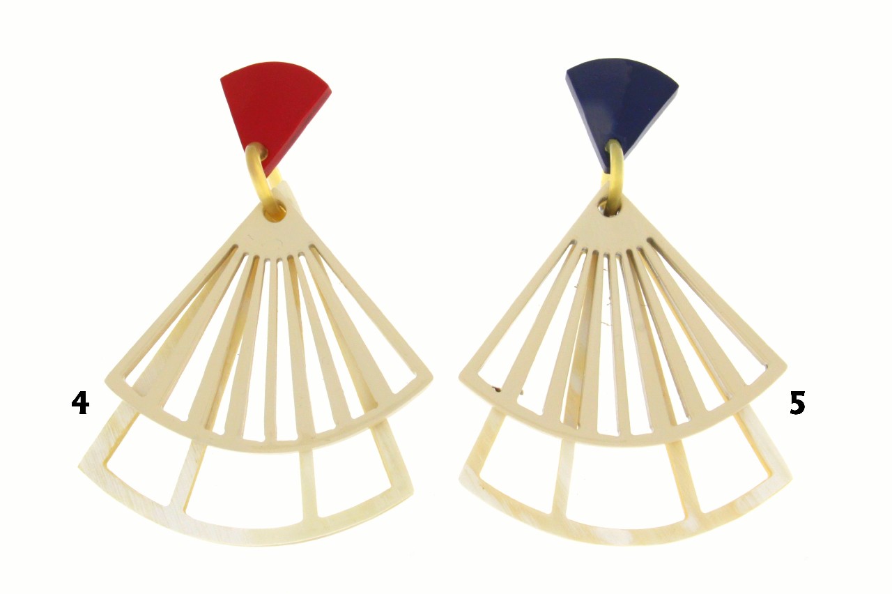 ORECCHINO DOPPIO VENTAGLIO IN CORNO COD. 3753 CLIPS - immagine 3