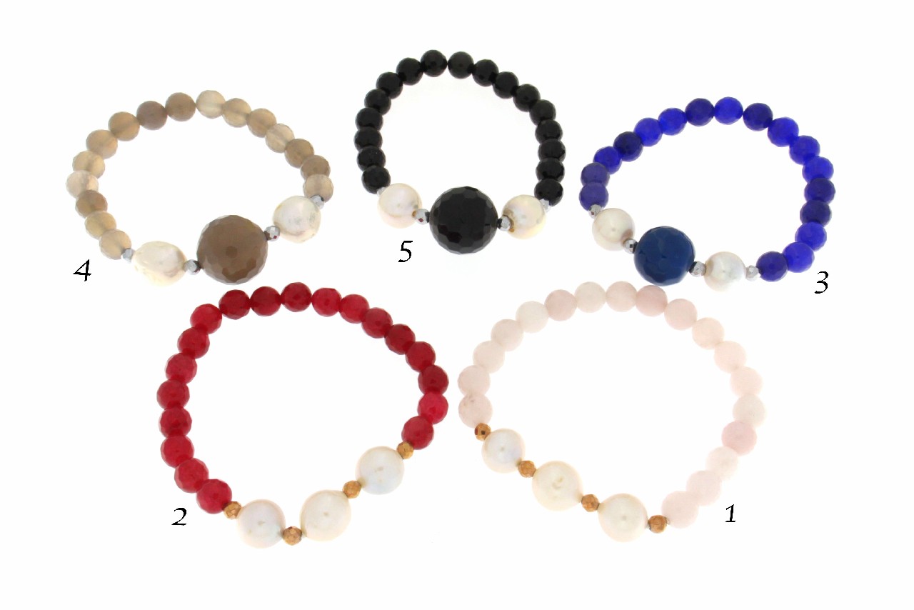BRACCIALI IN PIETRA DURA E PERLE DI FIUME COD. 2812BR