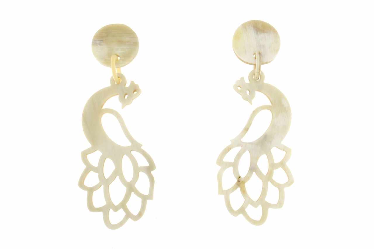 ORECCHINI PAVONE IN CORNO COD. 3947 A CLIPS