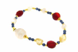 BRACCIALE IN AGATA RUBINO, GIADA E CRISTALLO DI ROCCA COD. 3729BR