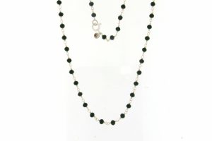 GIROCOLLO INCATENATO IN ARGENTO CON RONDELLE IN VETRO VERDE SCURO COD. GIROVERDE