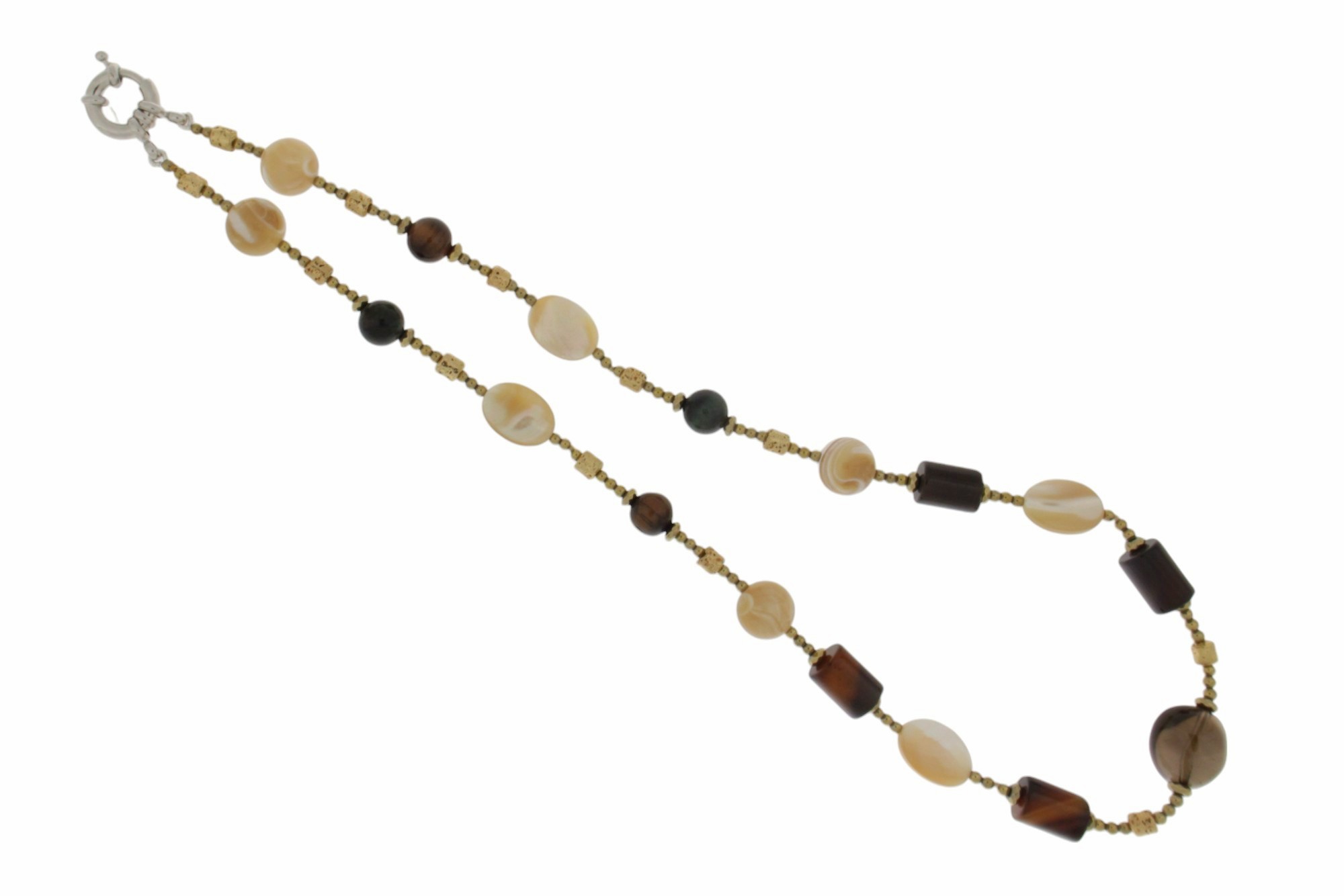 COLLANA CON MADREPERLA CAPPUCCINO, QUARZO FUME' COD. 3807SH