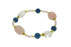 COLLANA CON QUARZO ROSA, CRISTALLI E AGATA COD. 3727BR