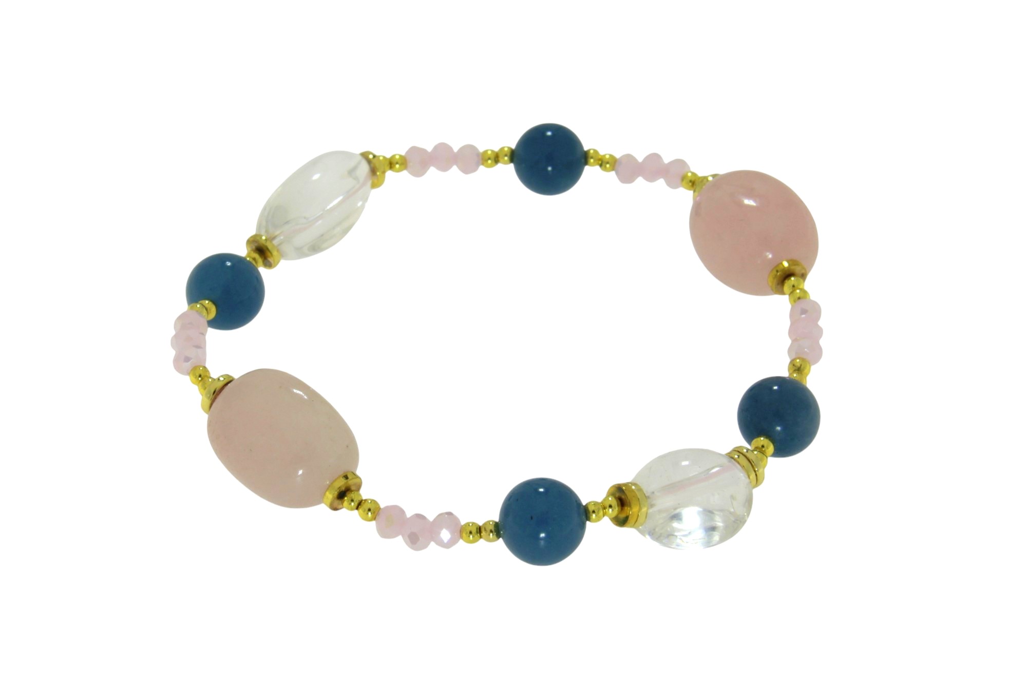 COLLANA CON QUARZO ROSA, CRISTALLI E AGATA COD. 3727BR