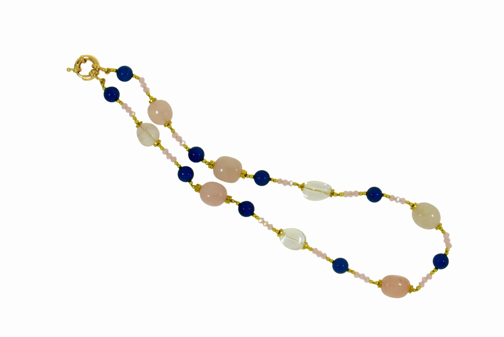 COLLANA CON QUARZO ROSA, CRISTALLI E AGATA COD. 3727-SH