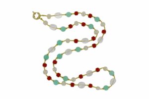 COLLANA CON AGATE E PERLE DI FIUME COD. 3728-80CM