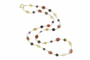 COLLANA IN DIASPRO ROSSO, QUARZO, AGATE E AMETISTA COD. 3812-80CM