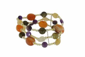 BRACCIALE A TRE FILI IN DIASPRO ROSSO, QUARZO, AGATE E AMETISTA COD. 3812BR-3