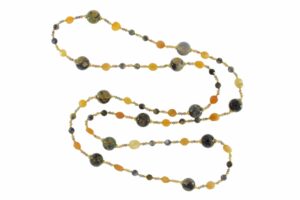 COLLANA IN CALCITE GIALLA E AGATA RINFORZATA DI COLORE COD. 3814