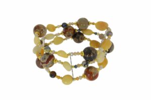 BRACCIALE A TRE FILI IN CALCITE GIALLA E AGATA RINFORZATA DI COLORE COD. 3814BR-3