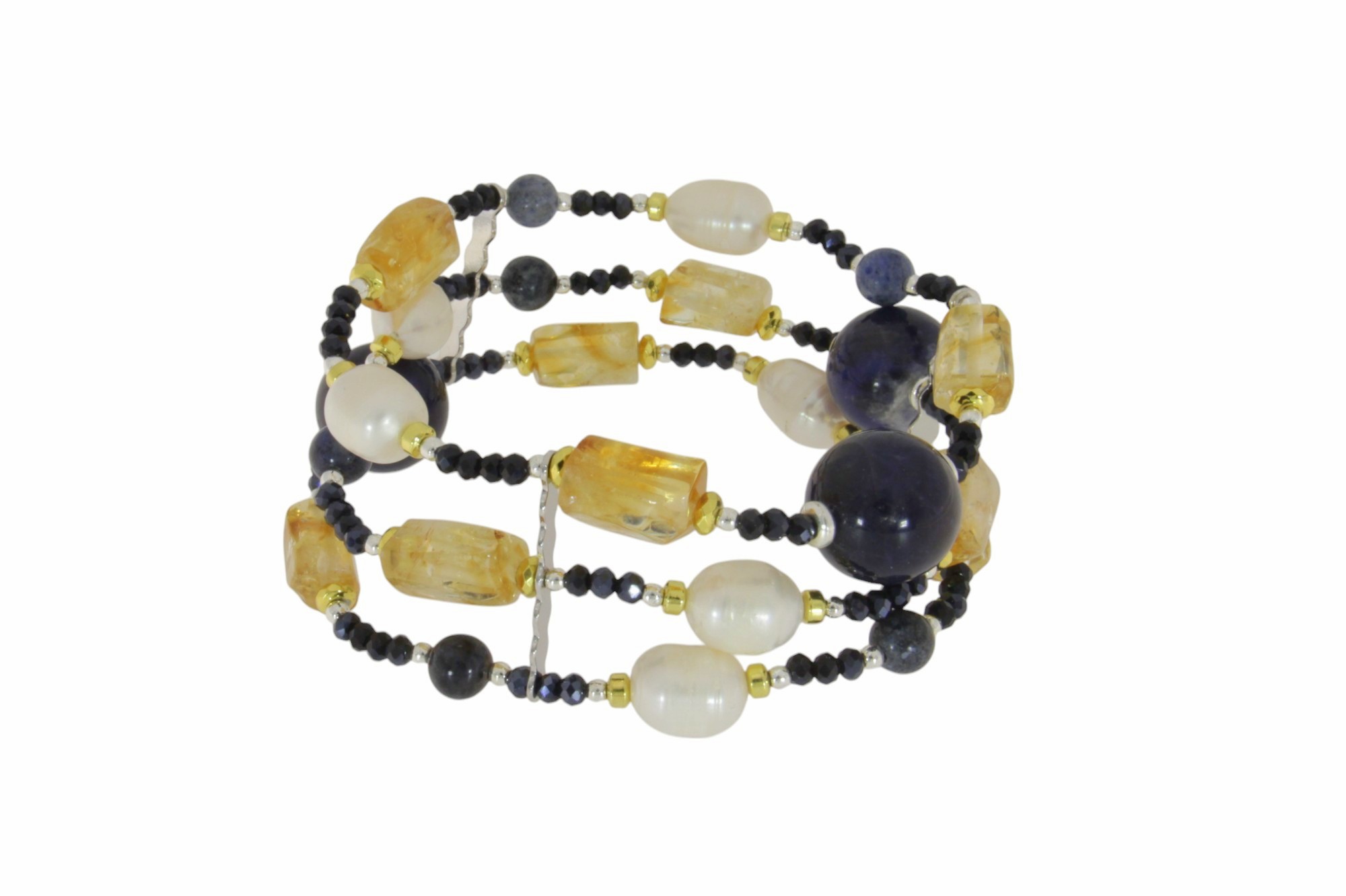 BRACCIALE A TRE FILI CON SODALITE E CITRINO COD. 3817BR-3