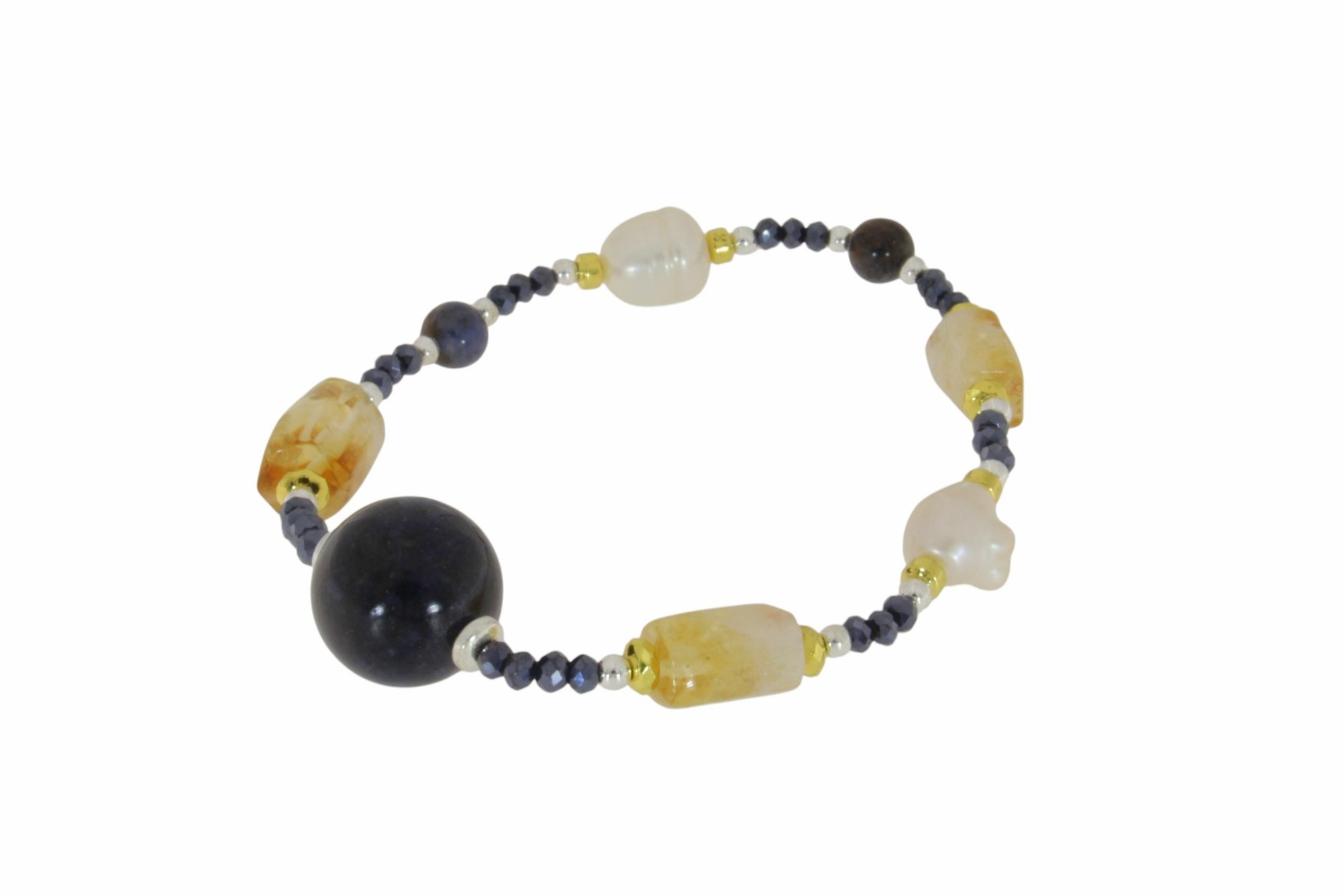 BRACCIALE ELASTICO CON SODALITE E CITRINO COD. 3817BR