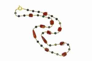 COLLANA IN DIASPRO ROSSO E AGATA MUSCHIATA COD. 3867-80CM