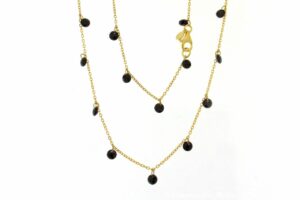 GIROCOLLO IN ARGENTO DORATO E CHARMS ROUND NERI COD. COLLCHARMSTONERO