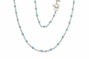 GIROCOLLO IN ARGENTO RODIATO E SMALTO COLOR TURCHESE  COD. SMATURCHE
