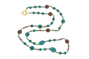 COLLANA IN AULITE TURCHESE E RODONITE COD. 4012-80CM