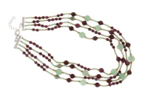 COLLANA MULTIFILO CON GIADE E EMATITE COD. 4015-4