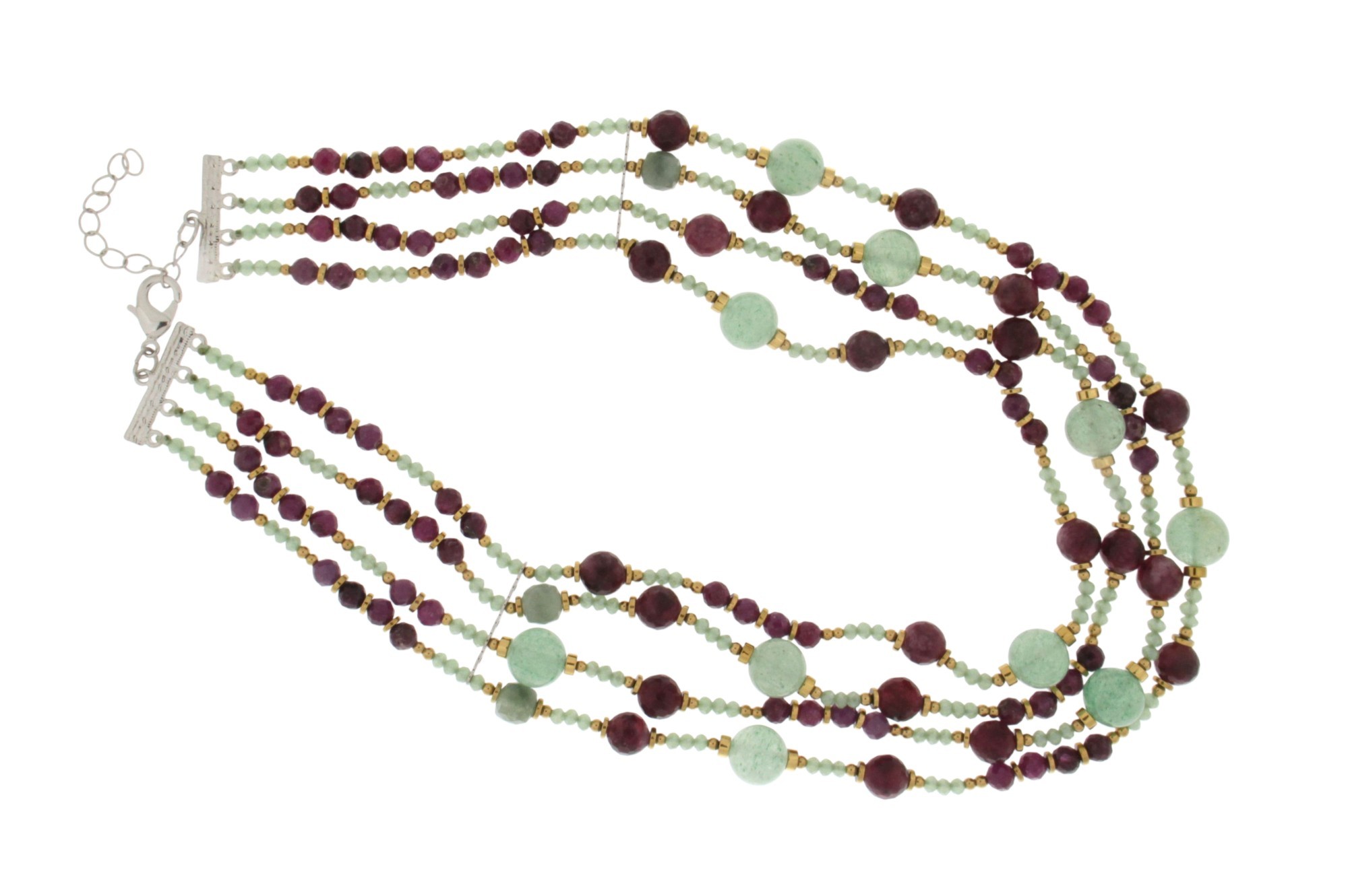 COLLANA MULTIFILO CON GIADE E EMATITE COD. 4015-4