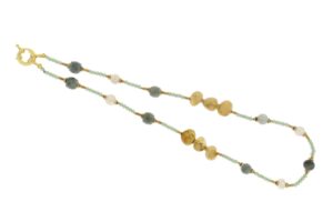 COLLANA IN QUARZO RUTILATO,PERLE E GIADE COD. 4018SH