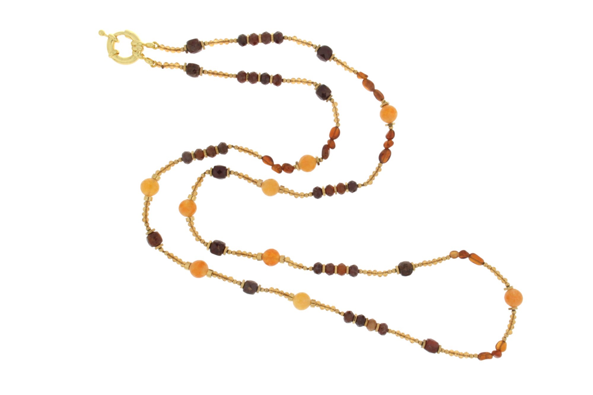 COLLANA IN GRANATO, QUARZO E EMATITE COD. 4019-80CM