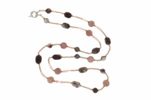 COLLANA IN QUARZO STRAWBERRY, TORMALINA E EMATITE COD. 4020-80cm
