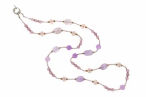 COLLANA IN AMETISTA LILLA E GIADE COD. 4022-80CM