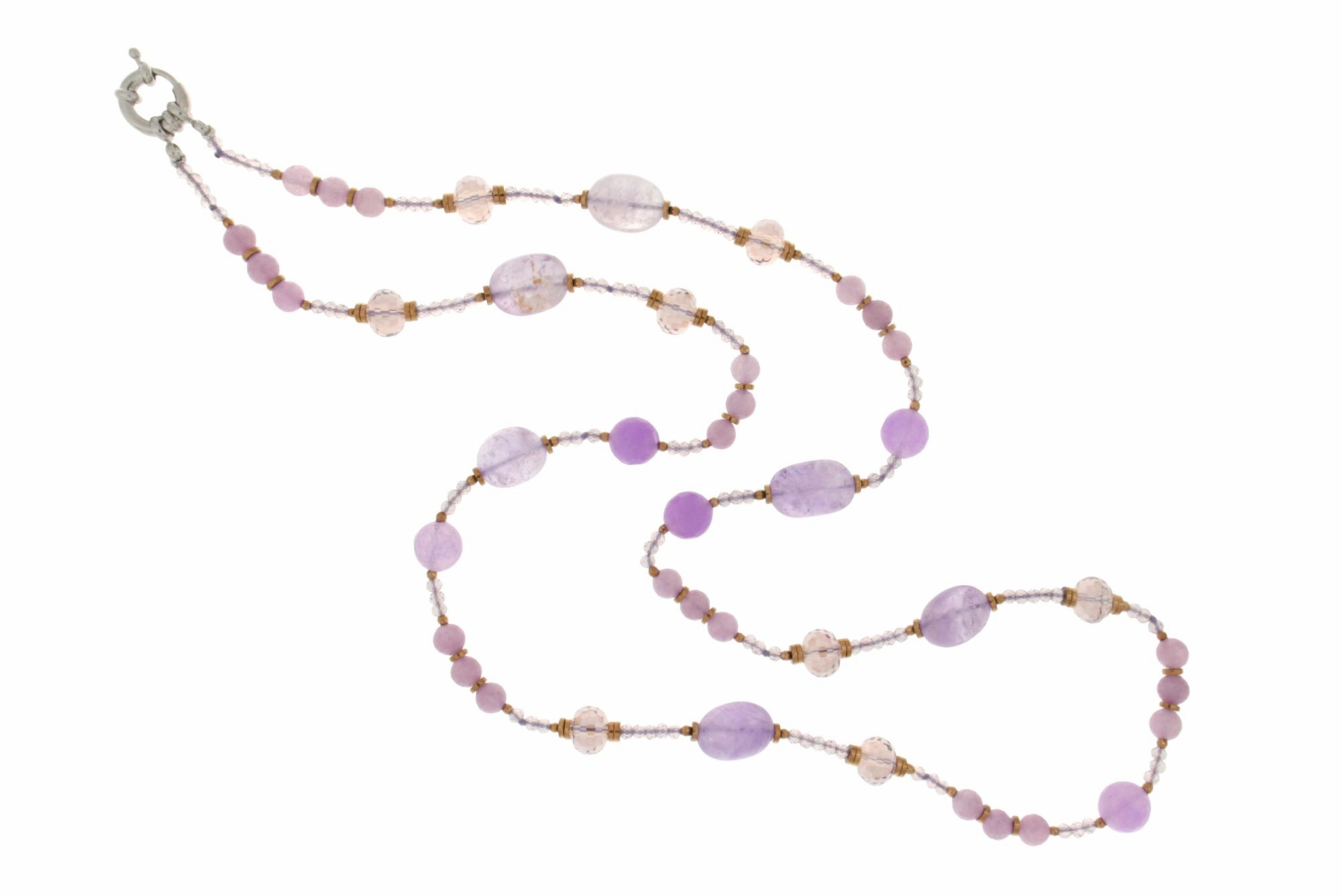 COLLANA IN AMETISTA LILLA E GIADE COD. 4022-80CM