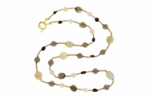 COLLANA IN PIETRA DI LUNA E QUARZO FUME' COD. 4028-80CM