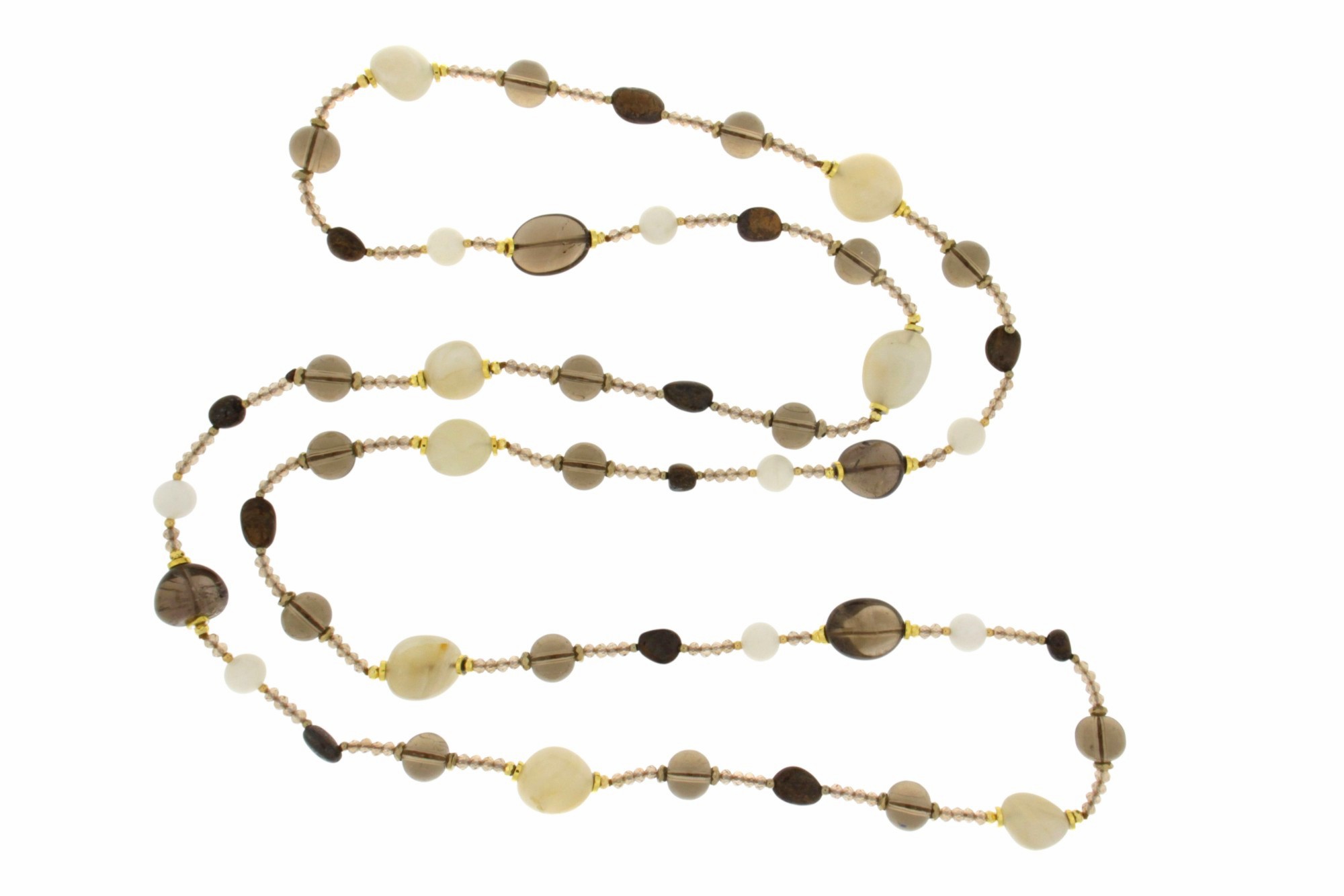 COLLANA IN PIETRA DI LUNA E QUARZO FUME' COD. 4028