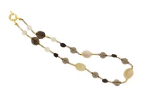 COLLANA IN PIETRA DI LUNA E QUARZO FUME' COD. 4028-SH
