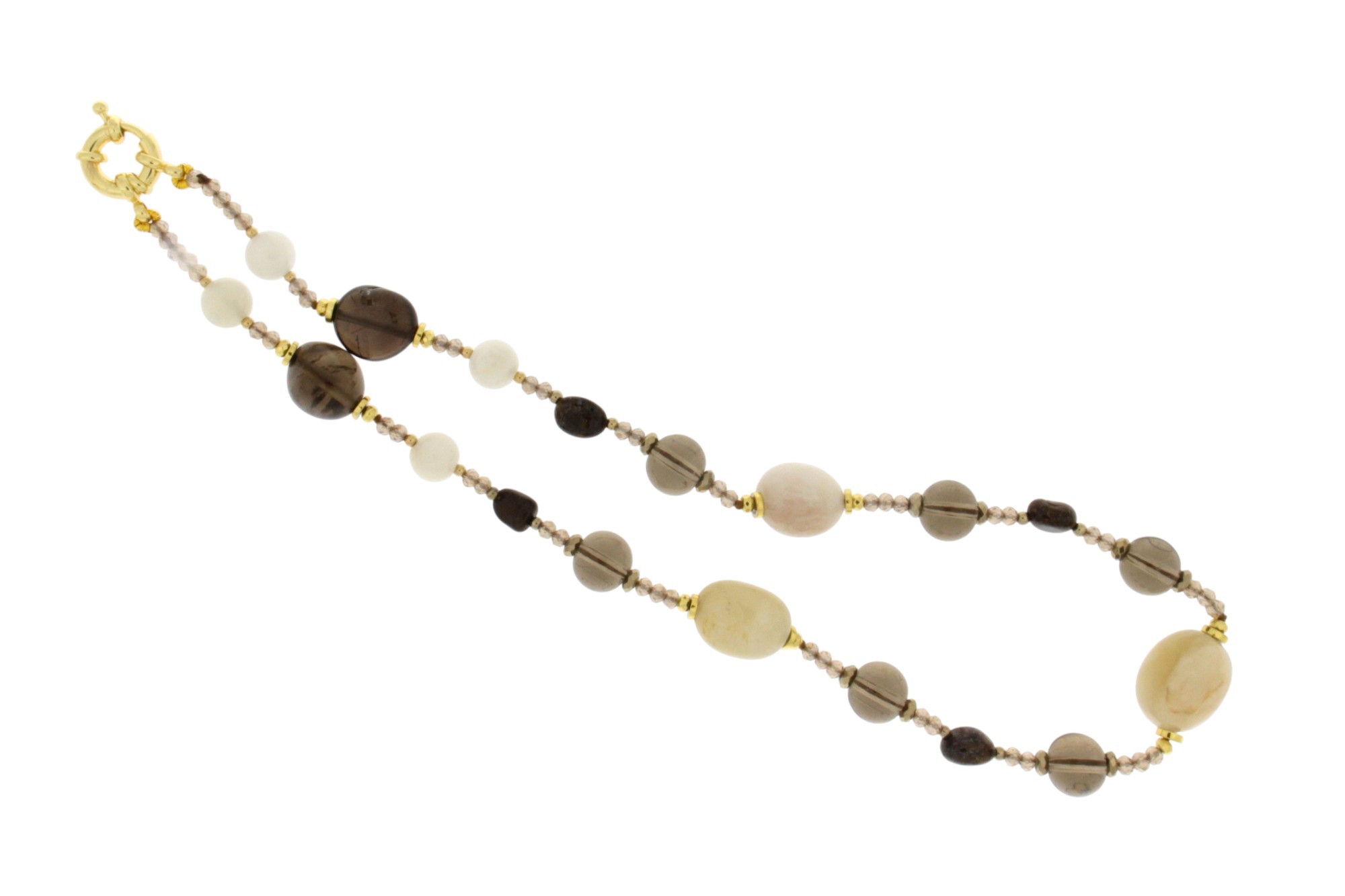 COLLANA IN PIETRA DI LUNA E QUARZO FUME' COD. 4028-SH