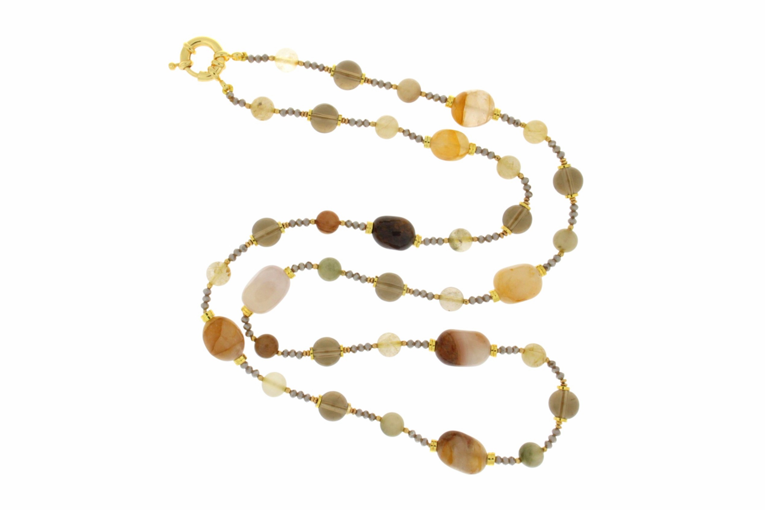 COLLANA IN QUARZO RUTILATO E FUME' COD. 4029-80CM