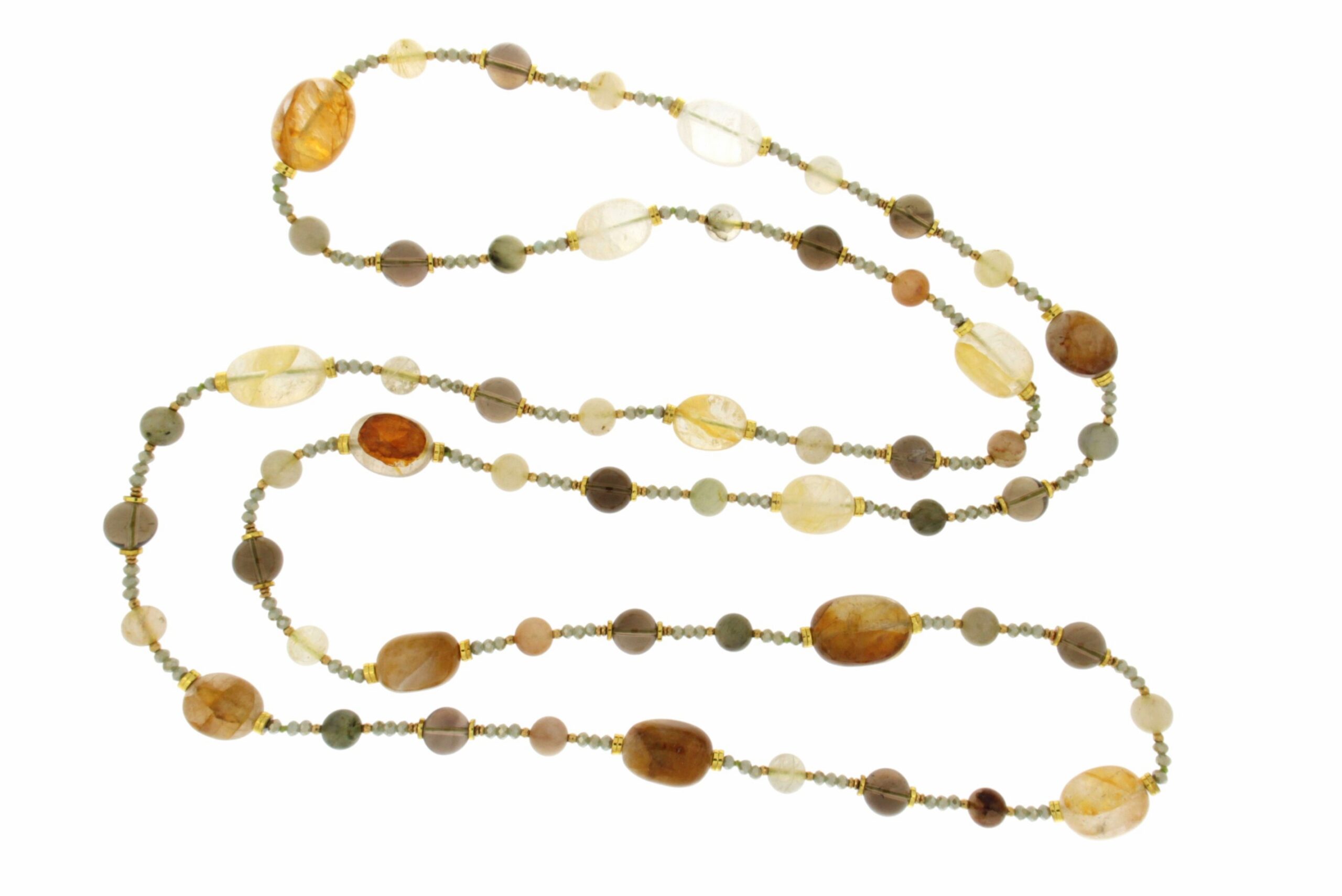 COLLANA IN QUARZO RUTILATO E FUME' COD. 4029