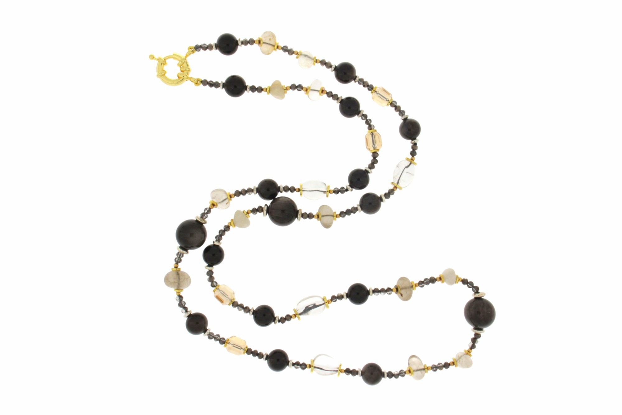 COLLANA OSSIDIANA E CRISTALLO DI ROCCA COD. 4030-80CM