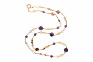 COLLANA IN AMETISTA, PERLE E QUARZO STRAWBERRY COD. 4042-80CM