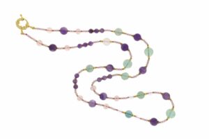 COLLANA CON AMETISTA LILLA E FLUORITE COD. 4043-80CM