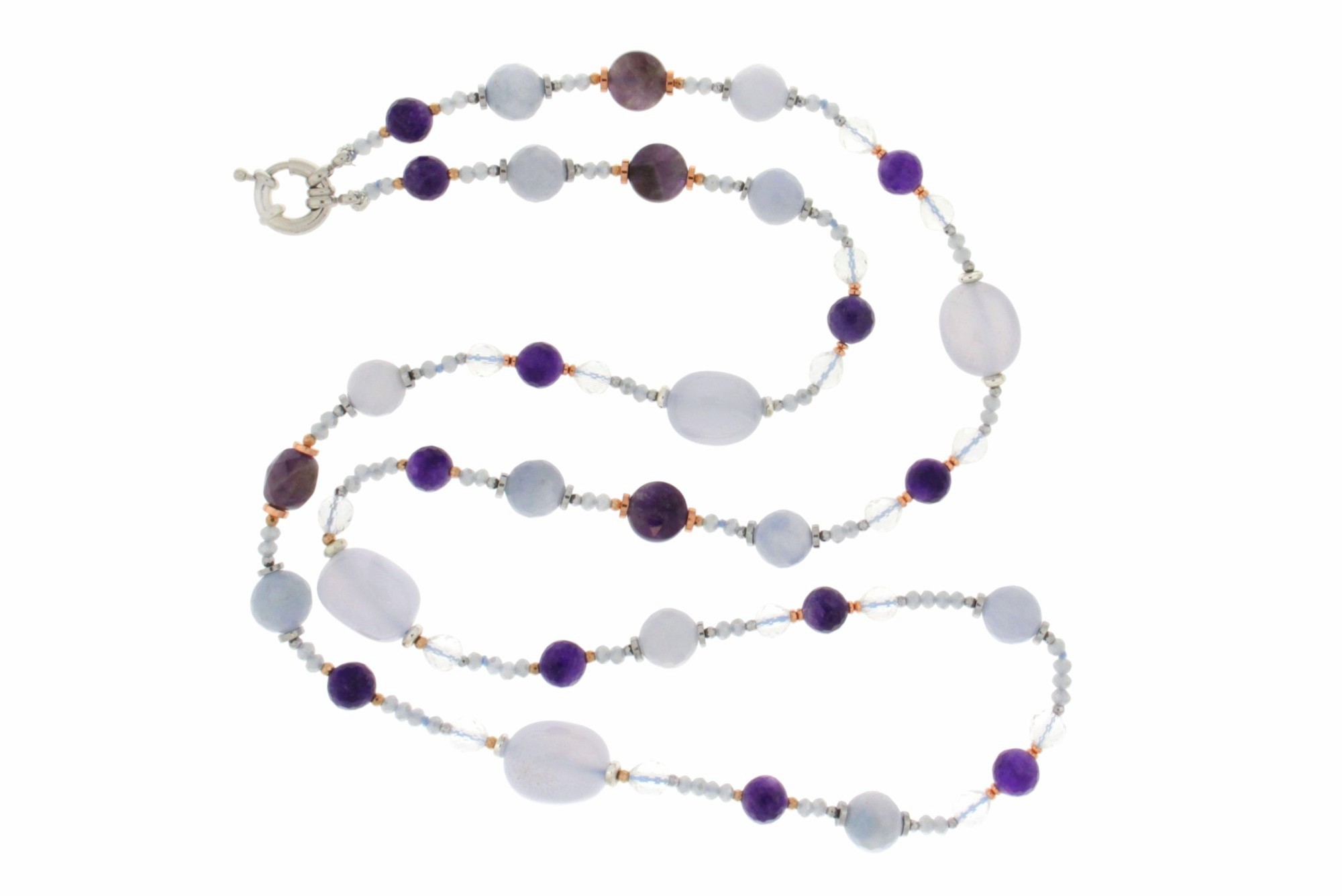 COLLANA IN AMETISTA E ACQUAMARINA COD. 4045-80CM